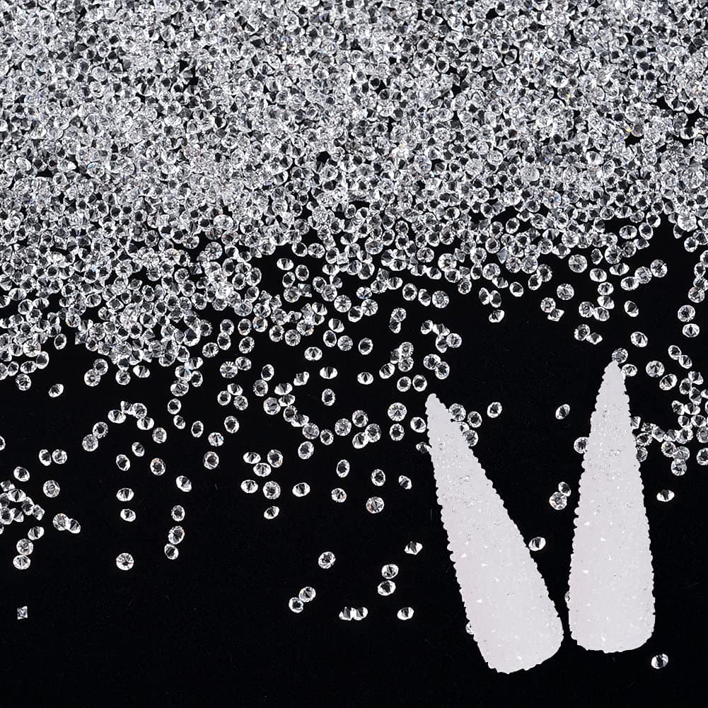 14400Pcs 1.2mm Mini Nail Crystals Diamond Rhinestones for Nails Glass AB Shine Crystals 3D Nail Art Decorations Beauty DIY Crafts Accessories (Transparent)
