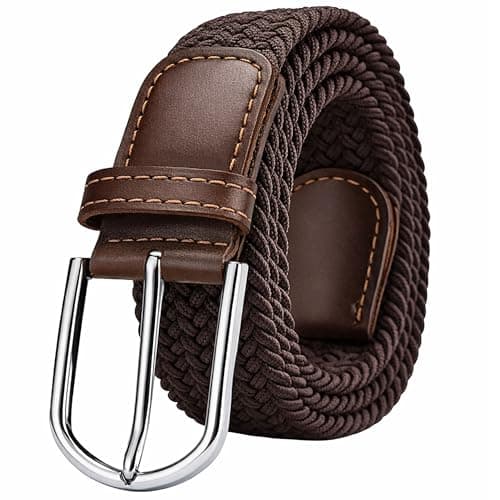 SLOVIC Stretchable Nylon Men Belts | Braided Design Belts for Men | Multi-Hole Adjustable Belt | Ideal for Jeans, Trousers & Chinos | Stylish Gift for Mens | Brown
