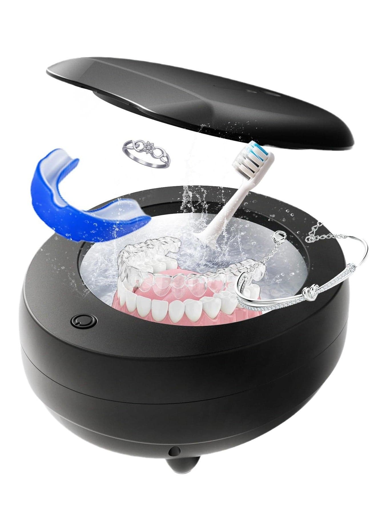 Ultrasonic Retainer Cleaner, Retainer Cleaner Machine for Dentures, Mouth Guards, Braces, Toothbrush Heads, Jewelry with 200ML Capacity, 45kHz Retainer Cleaning, 4 Modes for All Dental Appliances