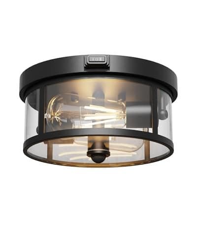 Outdoor Ceiling Light with Motion Sensor 93in Porch Lights Outdoor E26 Base Flush Mount 360 Detection 3 Modes AutoDusk to DawnAlwayson Farmhouse Ceiling Light for Porch Entryway