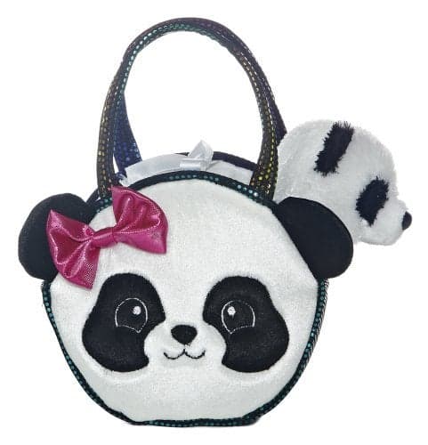 Aurora Fashionable Fancy Pals Pretty Panda Stuffed Animal Plush with Stylish Purse for Dress Up Fun Perfect for Kids 3 Years Costumes and Birthdays Multicolor 75 Inches