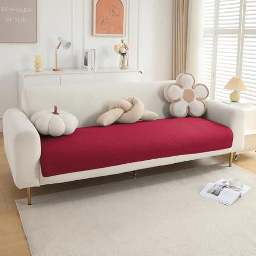 HOKIPO Polyester Quilted Sofa Cover Mats For L Shape And 1/2/3 Seater Sofa. Make Your Own Sofa Cover Set, Mat Length 90(D) X 150(L) Cm, Maroon (IN-721-MRN)