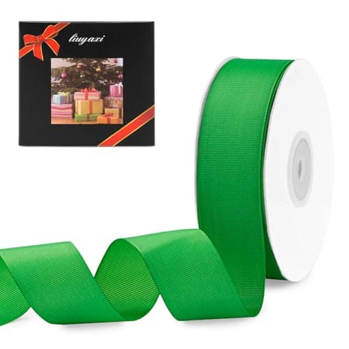 LIUYAXI 112 X 50 Yards Solid Green Grosgrain Ribbon Perfect for Crafts Wedding Decor DIY Hair Accessories Sewing Gift Package Wrapping and More