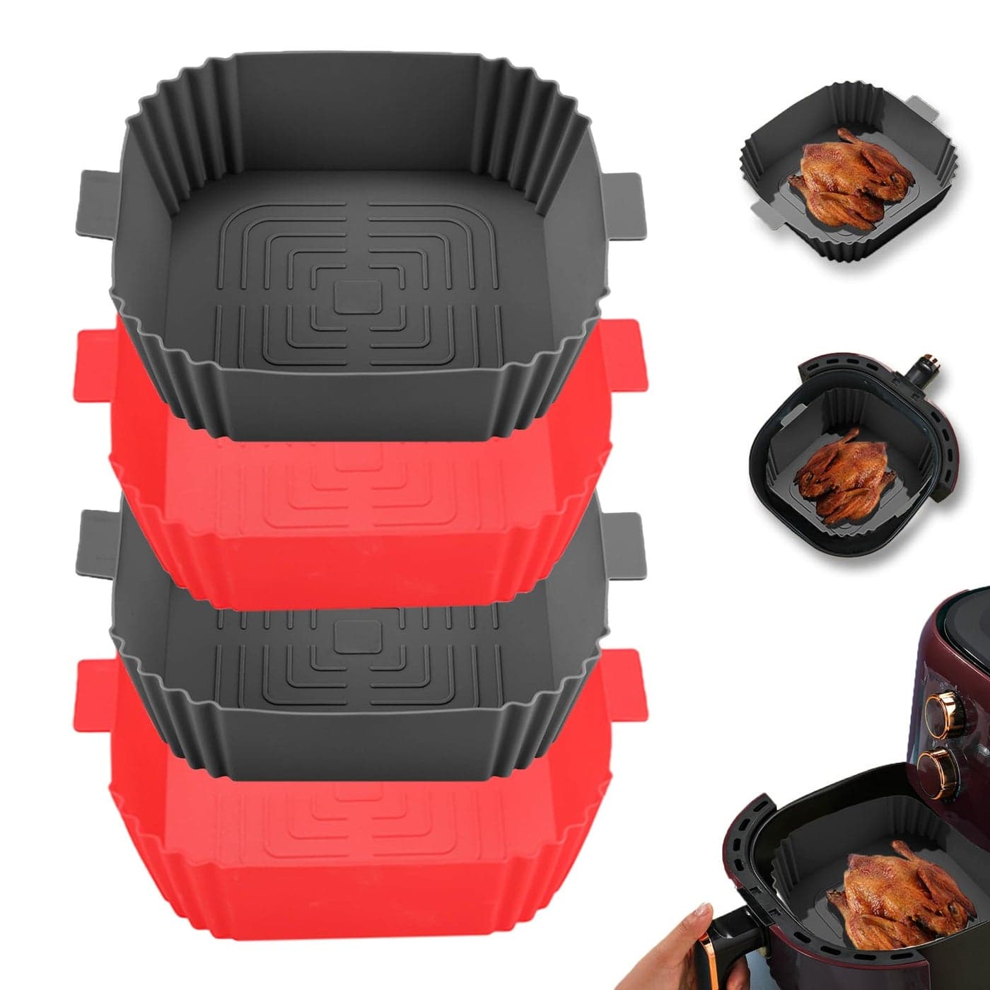 LYHOLKEER Air Fryer Silicone Liners 4Pcs 76inch Reusable Square Silicone Air Fryer Liners for 36 QTFood Safe Air Fryers Oven AccessoriesReplacement Of Flammable Parchment Liner Paper