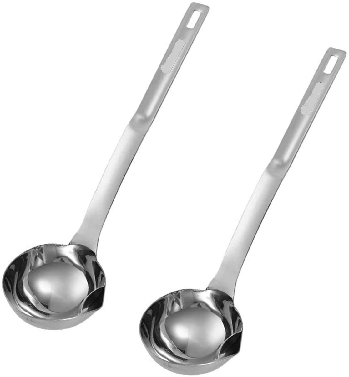 Hari Stainless Steel Soup Separator Spoon Oil Filter With Long Handle Grease Filter for Home Kitchen Hot Pot Fat Skipper Silver 2Pcs 15 Inch