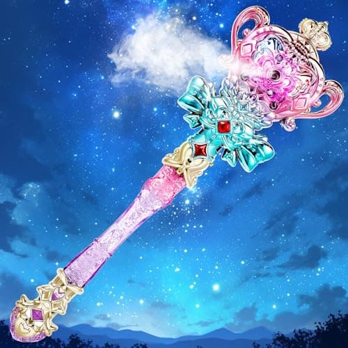KingVows Light Up Princess Wand with Spray Music Rechargeable Magic Fairy Dressup Toys for Kids Girls Birthday Purple