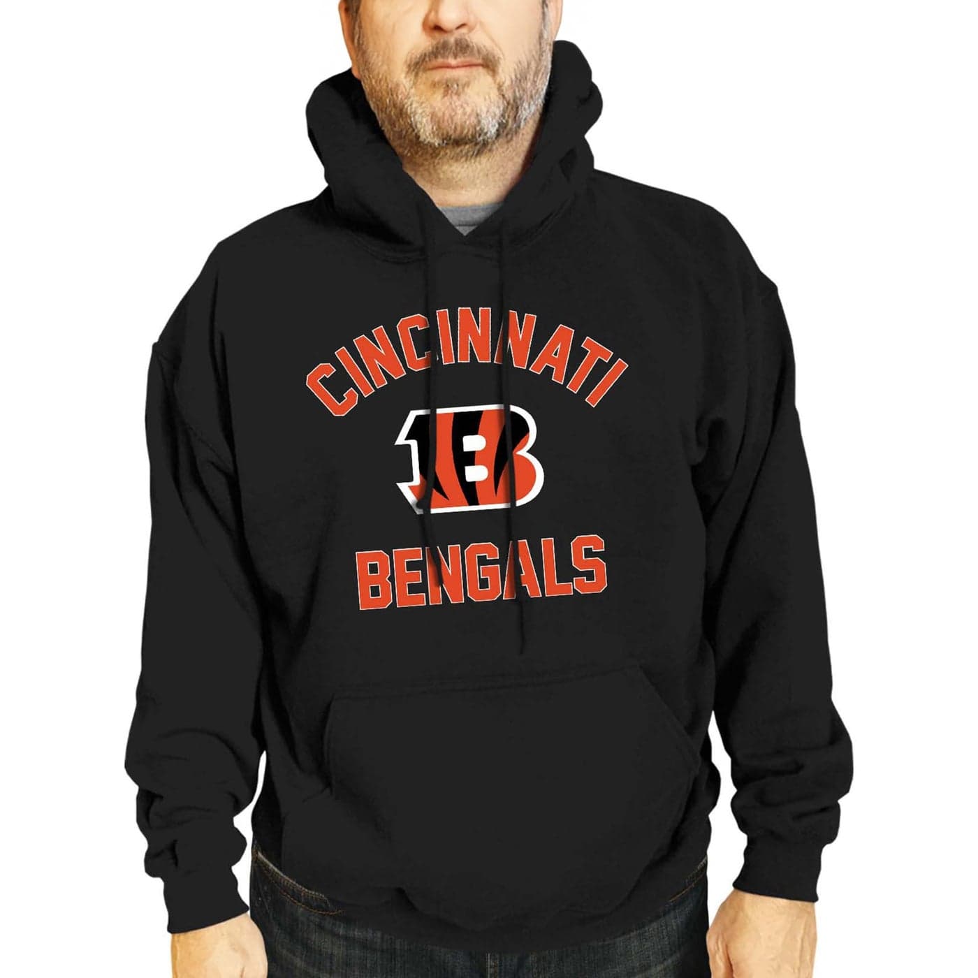 Team Fan Apparel NFL Adult Gameday Hooded Sweatshirt Poly Fleece Cotton Blend Stay Warm and Represent Your Team in Style Cincinnati Bengals Black XLarge