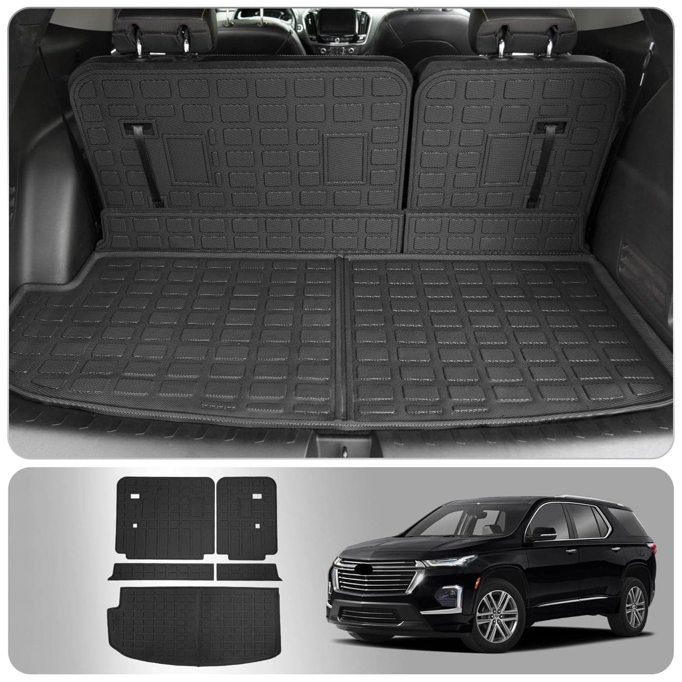 Thinzyou Cargo Mat Compatible with 20182023 Fit 2024 Traverse Limited Chevrolet Traverse Cargo Liner Trunk Liner Back Seat Cover Protector 2023 Chevy Traverse Accessories Trunk MatBackrest Mats