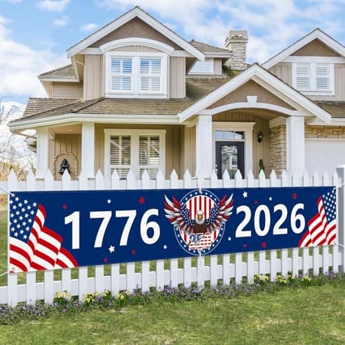 Probsin Large 250th Anniversary Banner 120" x 20" 1776-2026 250 Years Birthday America Flag Eagle Patriotic Party Supplies Home Decorations for Outdoor, Indoor, Yard, Garden, Porch, Lawn