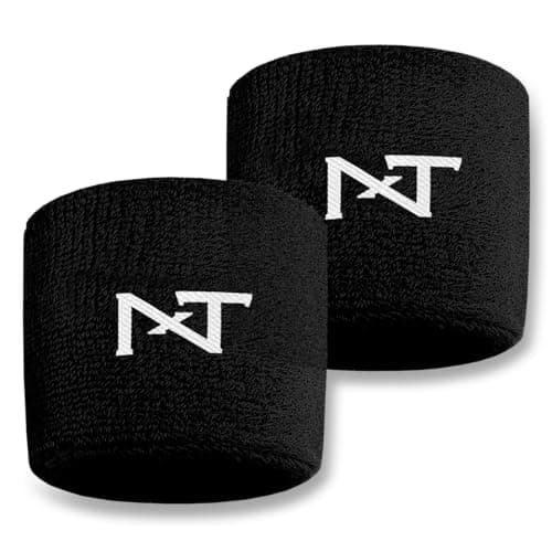 1 Pair Nxtrnd Sports Wristbands, Sweat-Absorbent Sweat Bands, Accessory for Football, Basketball, Tennis (Black)