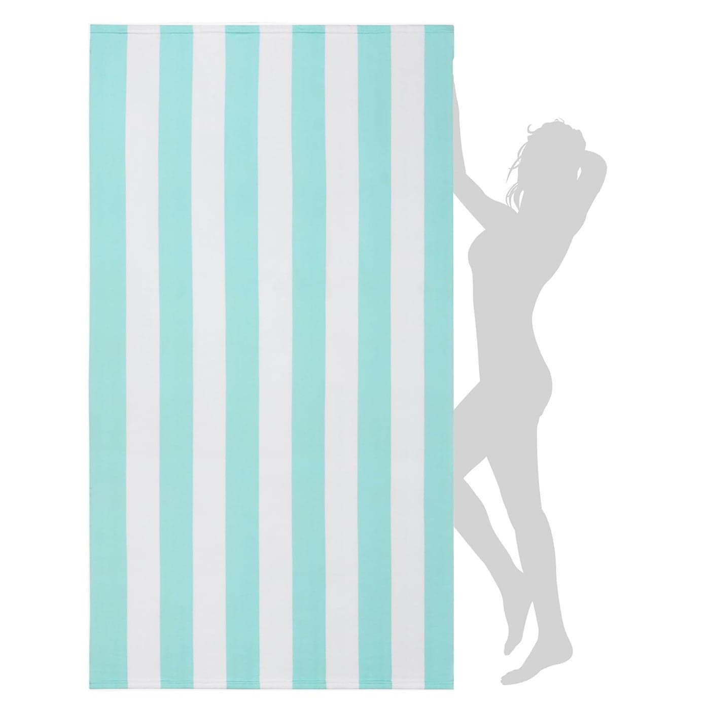 WILFA Extra Large Beach Towel Oversized Mircofiber Towel 40 x 70 XL Striped Lightweight Pool Towel Big Cabana Swim Travel Towel for Adults Mens WomenAqua