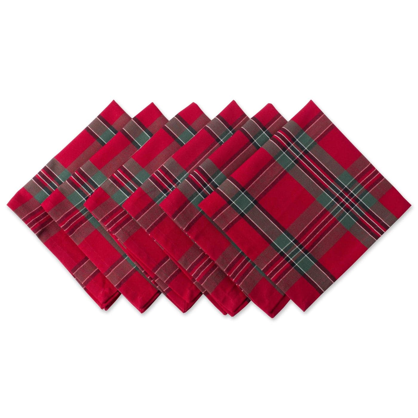 DII Farmhouse Christmas Plaid Dining Table Kitchen Dcor Holiday Napkin Set 18X18 Red Green 6 Count