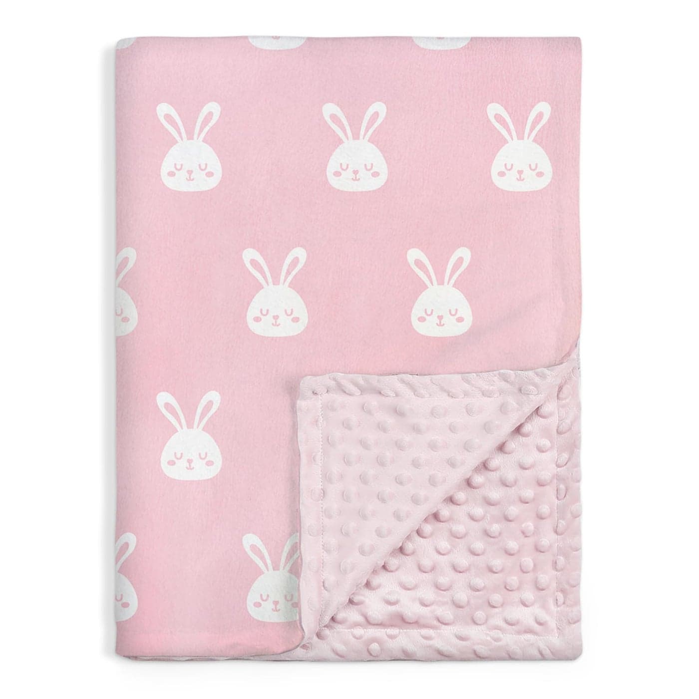 Rabbit Minky Baby Blanket 30 x 40 Inches for Girls Soft Plush Receiving Blanket with Dotted Back Gift for Toddler Newborn Infant Christmas Birthday Baby Shower