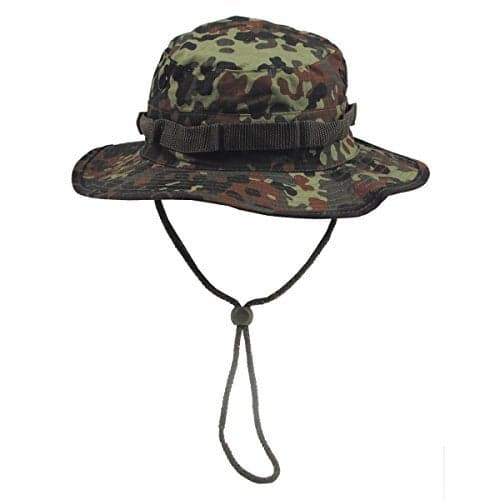 GI Boonie Jungle Combat Hat German Army 100% Cotton Ripstop Flecktarn Camo, Size M