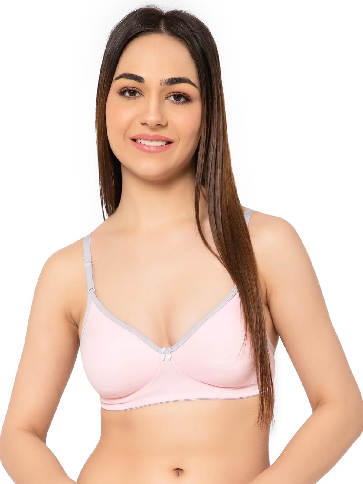 Clovia Women's Cotton Lightly Padded Non-Wired Full Cup Multiway T-Shirt Bra (BR1722A22_Pink_40B)