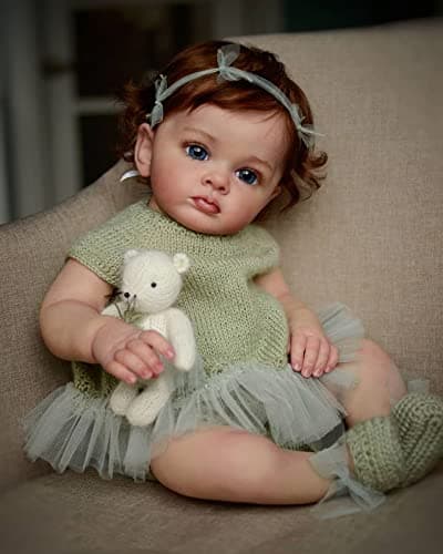Angelbaby Realistic Reborn Baby Dolls Girl with Hair Blue Eyes 24 Real Life Reborn Toddler Doll Newborn Babys Silicone Doll That Look Real Soft Weighted Lifelike for Children Gifts