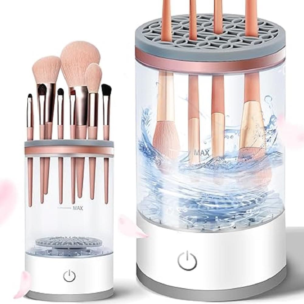 Luxansa Electric Makeup Brush Cleaner Machine with Brush Clean Mat Automatic Cosmetic Brush Cleaner Makeup Brush Tools for All Size Beauty Makeup Brushes Set Gift for Women Wife Friend
