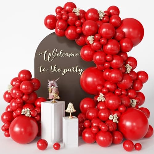 CVPARTYON Red Balloons 125 Pcs Balloon Different Sizes 18 Inch 12 Inch 10 Inch 5 Inch Red Balloons Arch Kit Garland for Birthday Party Baby Shower Graduation Christmas Valentines Day Decorations