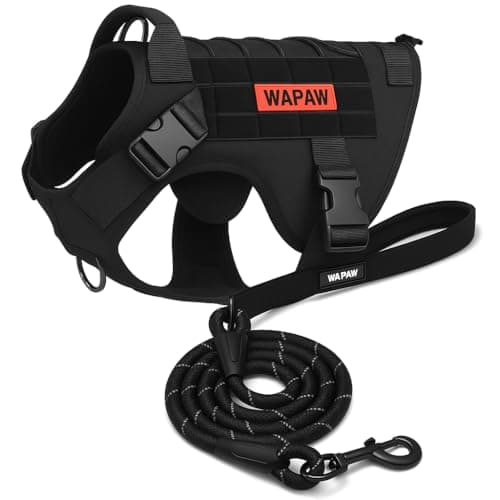 WapaW Dog Harness No-Pull Pet Harness Adjustable Outdoor Pet Vest 3M Reflective Oxford Material Vest for Dogs Easy Control for Small Medium Large Dogs (Tactical Black, Small (Harness + Leash))