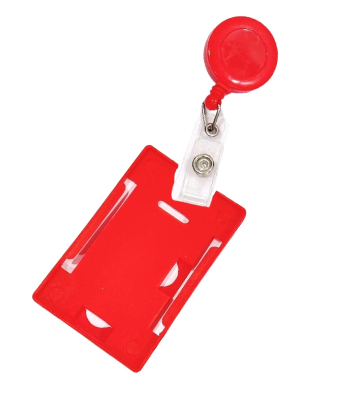 ANG Combo Pack of Identity Card Holder with Retractable Badge Pulley (Red) (Made in India)
