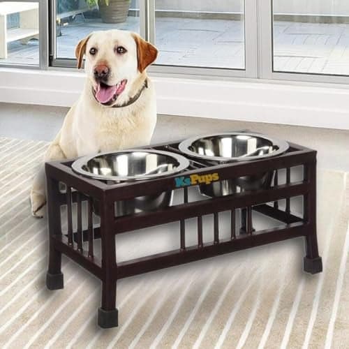 RoverPets Pet Feeder for Dogs & Cats | Dog Bowl Stand for Large Dogs | Stainless Steel Food and Water Bowls with Iron Stand | Dog Bowls Size (Large - 1600ML X 2 Bowl)