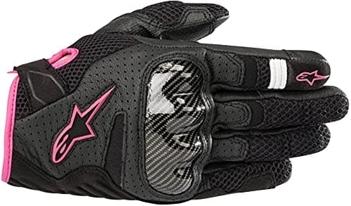 Alpinestars Stella SMX1 Air V2 Gloves Womens Short Cuff Fit Leather Mesh Construction CECertified Ergonomic Knuckle Protection Summer Street Glove XS BlackFuchsia