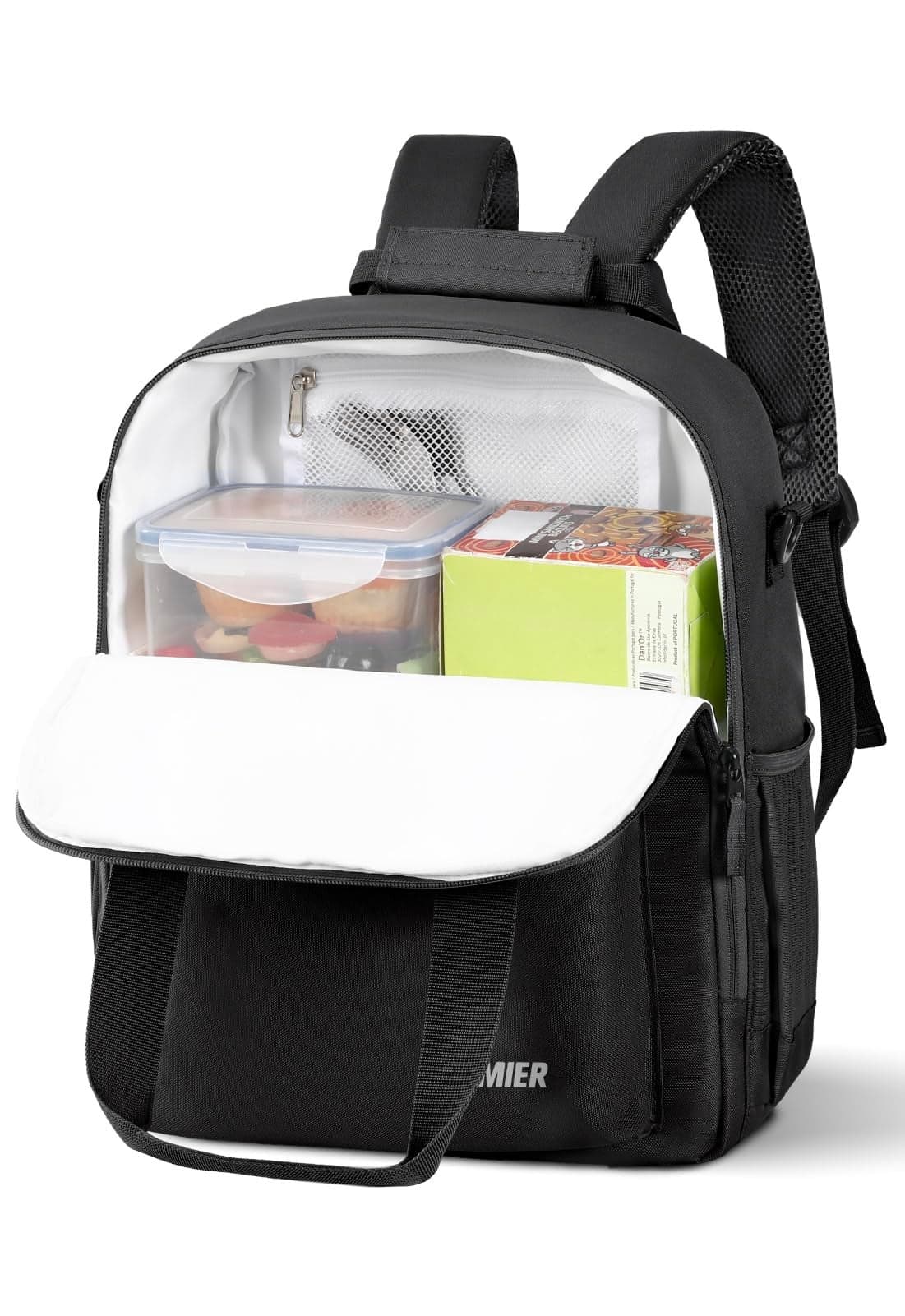 MIER Backpack Cooler 24 Cans Insulated Double Deck Soft Coolers Bag Lightweight Lunch Back Pack Women Men for Beach Travel Work Fishing, Black