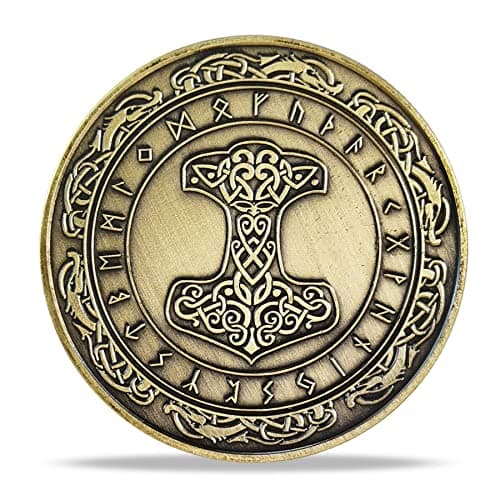 Norse Viking Mjolnir Coin Thor's Hammer Coin Nordic Mythology Talisman