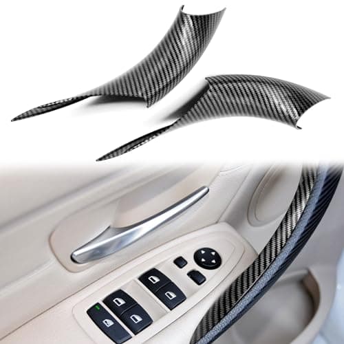 KEVWR 2PCS Door Handle Covers Left Front and Right Front Compatible with BMW 320 328 330 335 M3 20122018 BMW 428 435 M4 20142017Carbon Fiber Black