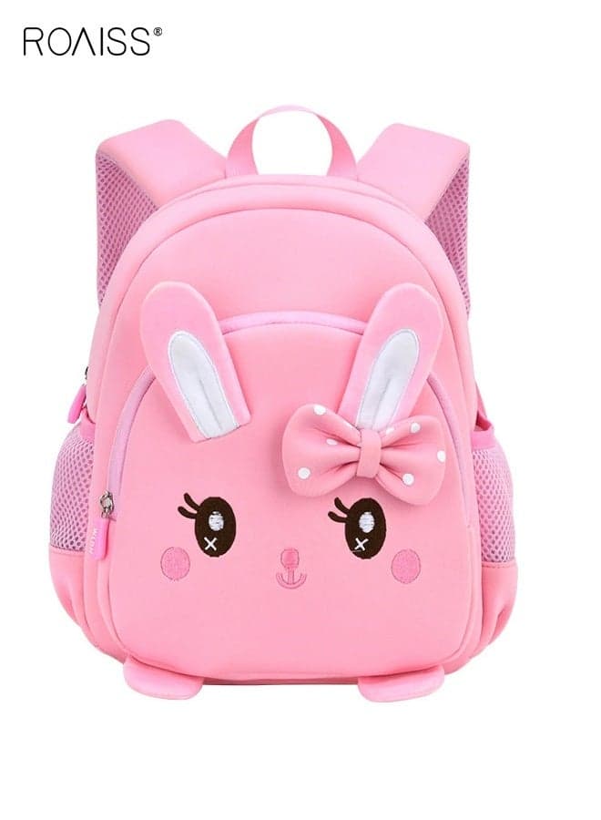 Toddler Girls Backpack with Rabbit Pattern and Adjustable Shoulder Straps, Adorable School Bag, High-Capacity Waterproof Bookbags, Casual Daypack for Little Girls, Suitable for School, Excursion and Outdoor Activities, Suitable for Girls 100-130cm Tall, 25*11*29cm