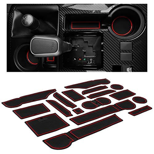 CupHolderHero Fits Toyota 4Runner 2010-2023 Accessories, Premium Custom Non-Slip Anti-Dust Cup Holder Inserts, Center Console Liners, Door Pocket Mats, Interior Protetion, 27pc Set, 2 Rows, Red Trim
