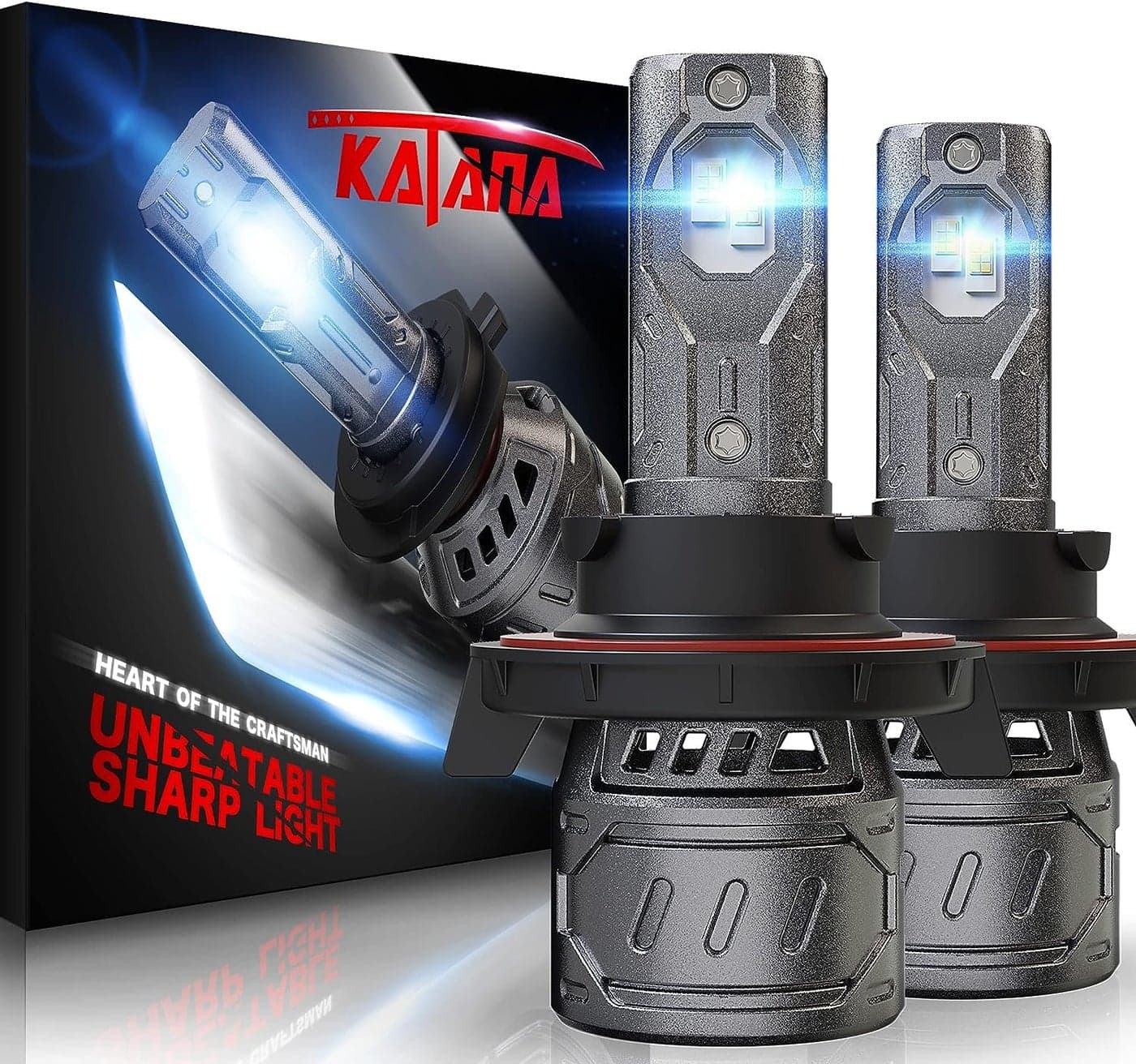 KATANA H13 Light Bulb 9008 Bulb 400 Brightness Super Bright 70W 6500K White Mini Size Plug and Play Fog Bulb of 2