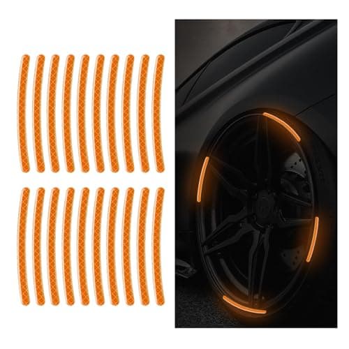 20PCS Car Wheel Stripe Reflective Stickers Car Wheel Night Safety Warning Stickers AntiScratch Reflective Rim Stickers Car Wheel Safety Decorative Decals for Motorcycles Bicycles Orange