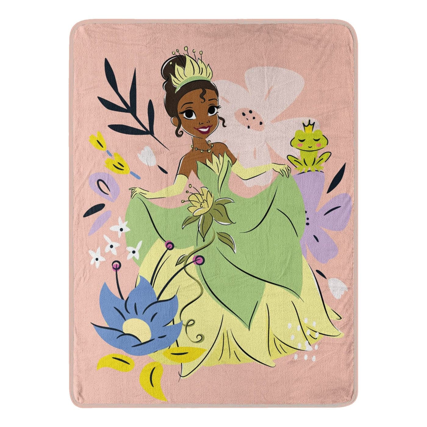 Northwest Princess and The Frog Micro Raschel Throw Blanket 46 x 60 Blossoming Tiana