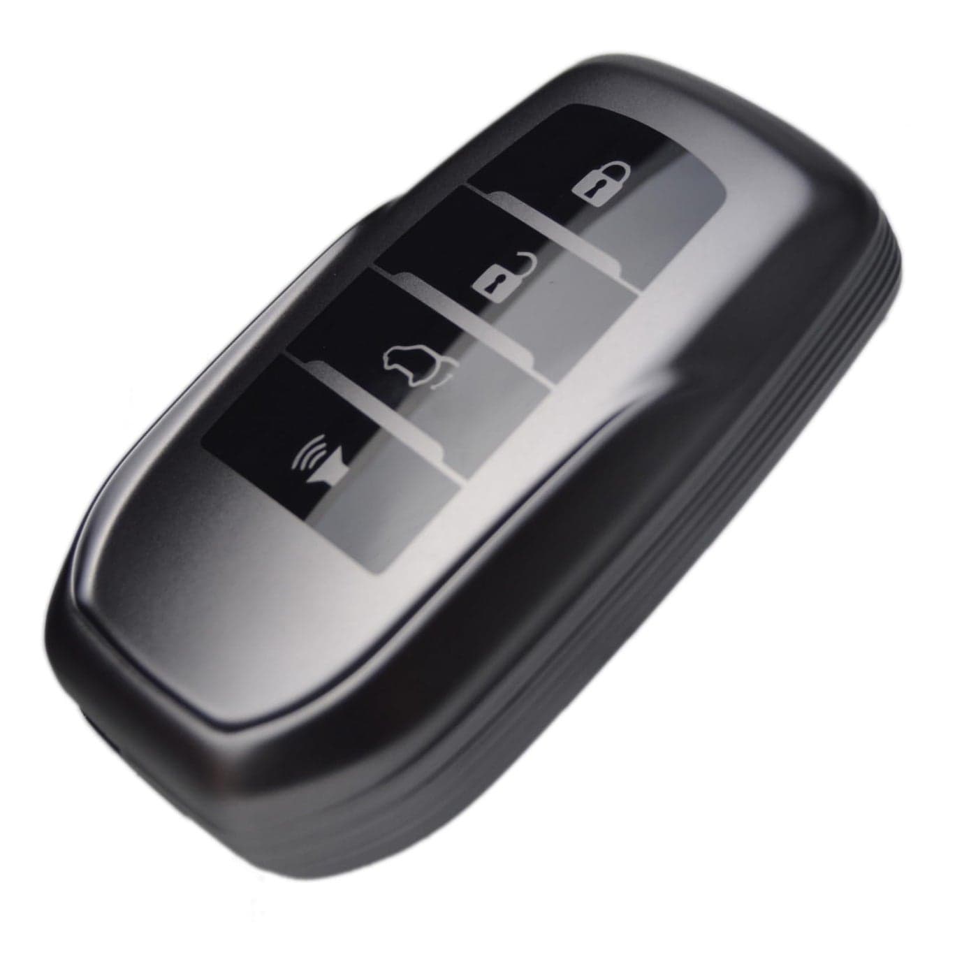 Sleek Metallic Silver BlackTitanium Key Fob Cover for Toyota Land Cruiser Venza RAV4 4Runner Corolla Se Grand Highlander Tundra Crown 2022 Tacoma Trailhunter TRD SR5 bZ4X Corolla Camry XSE SE