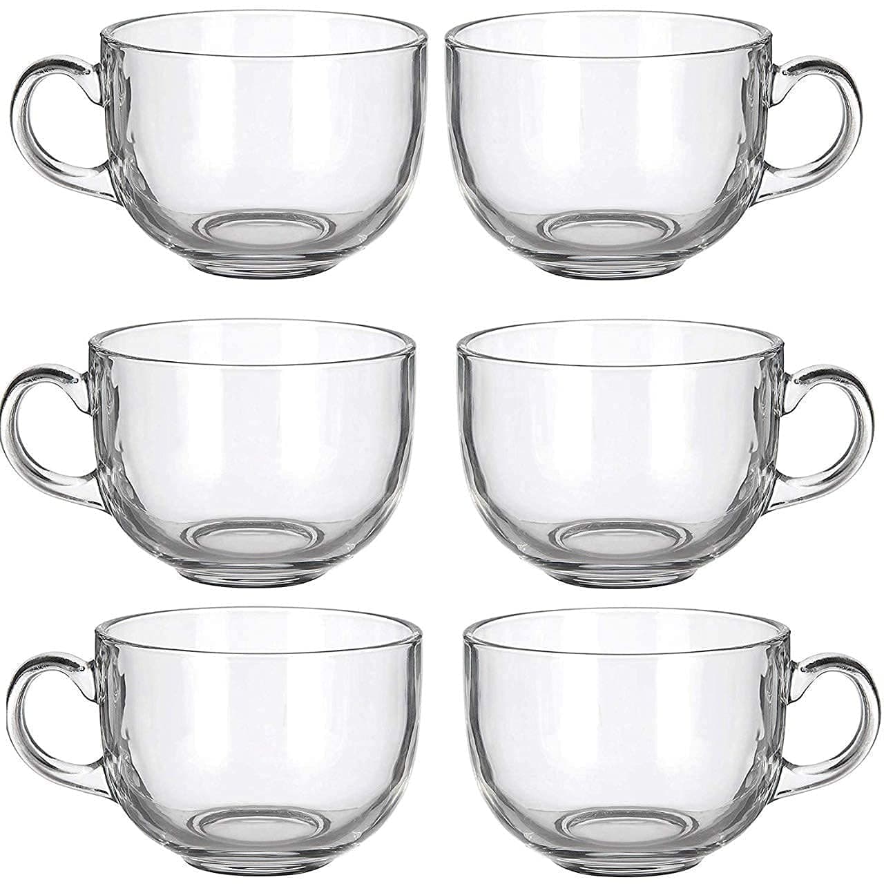 Jinelza Round Tea Coffee 150 ml Cup Set of 6 pcs Crystal Espresso Mug Clear Toughened Glass Mug with Handle for Cappuccino Milk Latte hot Cold Drinks etc Round Tea Cup 150ML 6 PCS