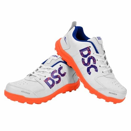 DSC Boys Beamer Cricket Shoes (Fluro Orange-White, 4 UK)