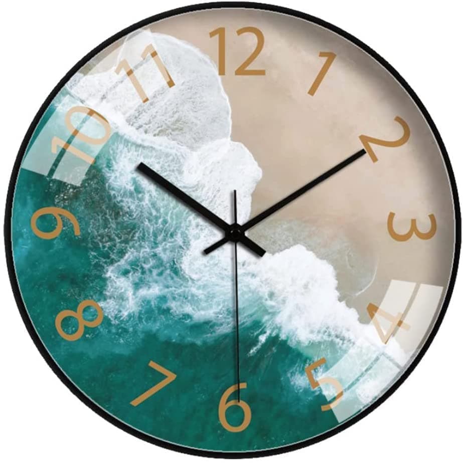 TEKCOOL Wall Clock 12" Silent Quartz Decorative Wall Clock Non-Ticking Classic Digital Clock Battery Operated Round Easy to Read Handheld Complete Home/Kitchen/Bedroom(405).