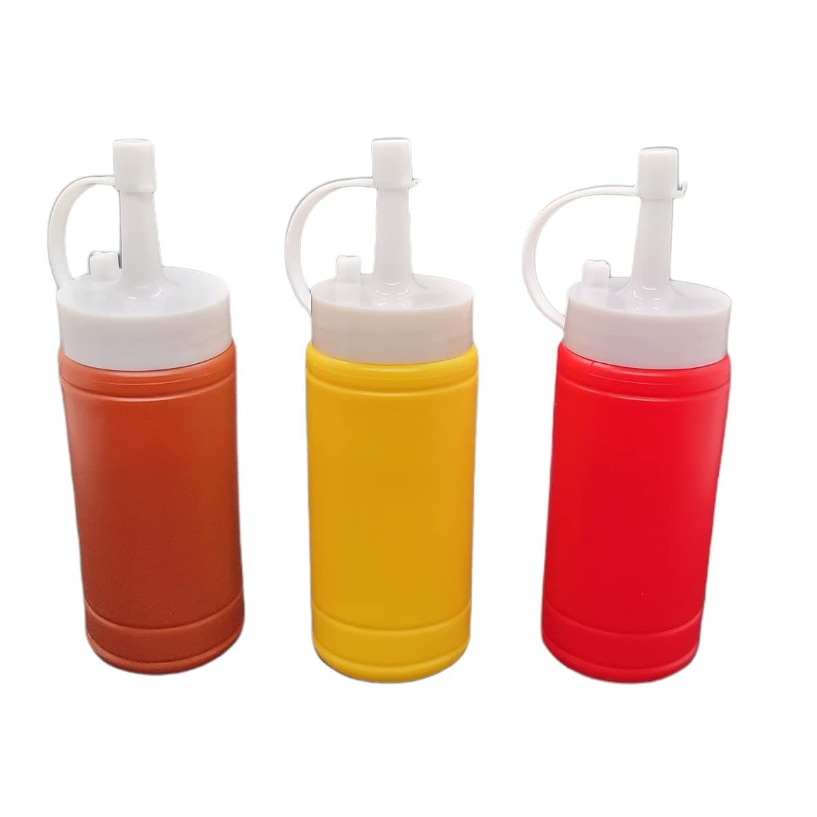 Handy Housewares 3 pc Condiment Squeeze Bottles Set 4 oz Mini Dispensers for Ketchup Mustard BBQ Sauce 1 Set