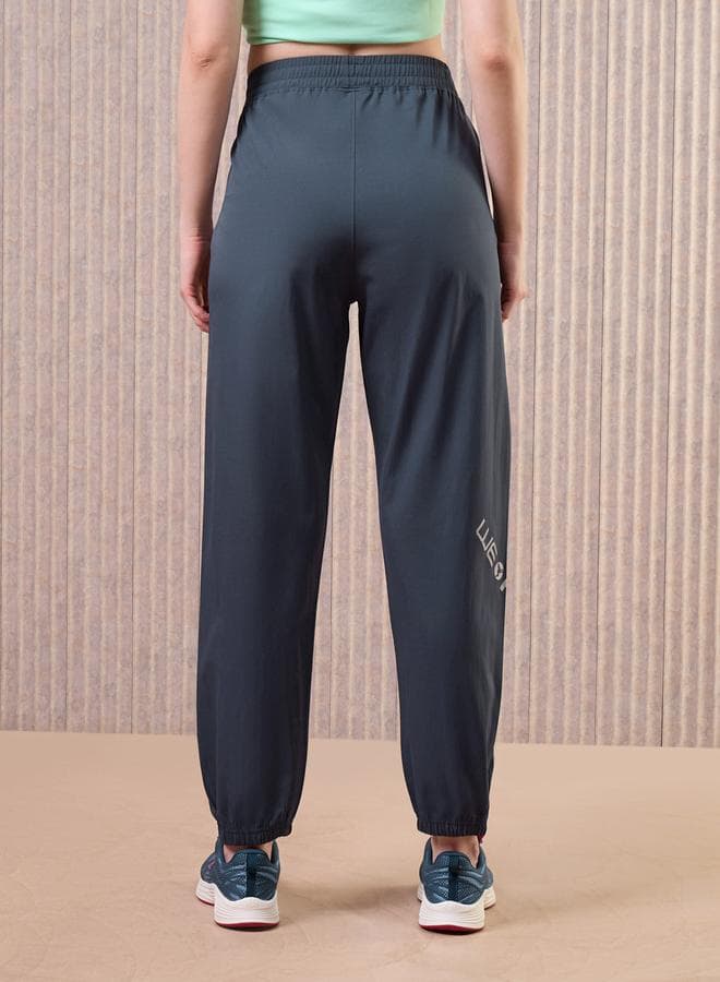Women Grey Solid 2-Way Stretch Joggers — L
