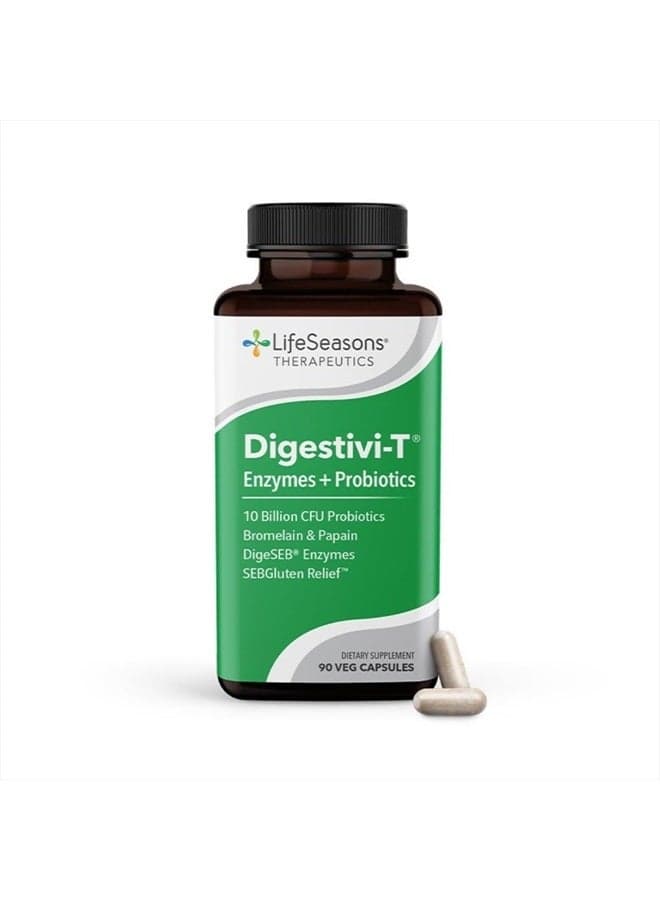 Digestivi-T - Digestive Enzymes & Probiotic Supplement - Supports Gut Microbiome & Healthy Immune Function - Relieves Bloating & Digestion Discomfort - 90 Capsules