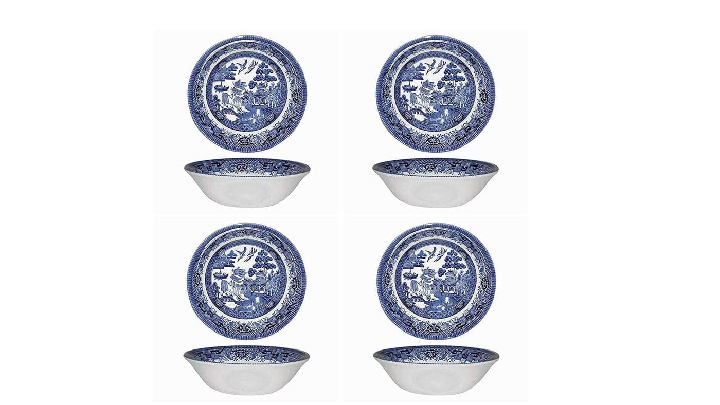 Churchill Blue Willow Pasta Bowl 9 Set Of 4 Made In England
