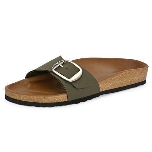 Centrino Women’s Berkin-Style Slip-On Sandals | Open Toe Design | Soft PU Footbed | Lightweight & Comfortable | Arch Support | On-Grip Sole | Casual Outdoor Wear (9221)