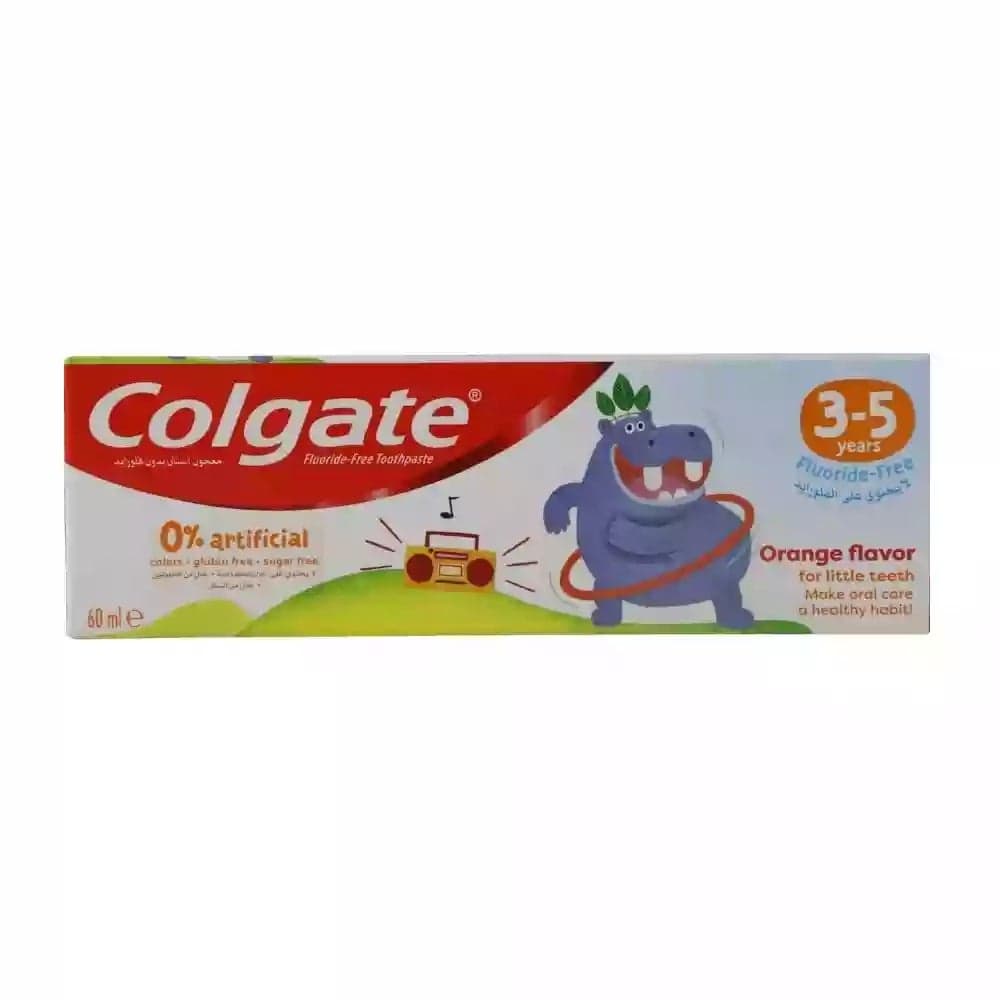 Colgate Orange Flavor Fluoride Free Toothpaste For 3-5 Year kids- 60ml