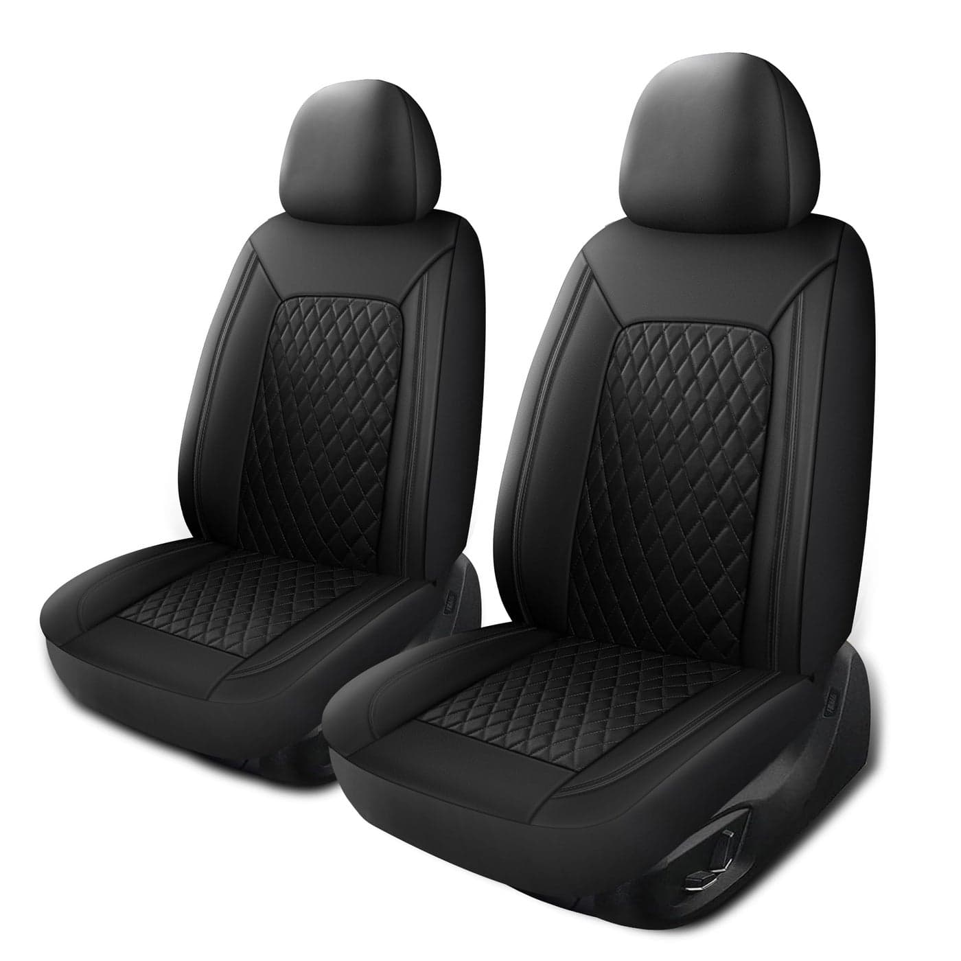 HChengkikz Car Seat CoverBreathable and Waterproof Leather Seat CoversLuxury PU Universal Fit Automotive Airbag Compatible for Cars Sedans SUV and Trucks2 PiecesFront SeatBlackN1
