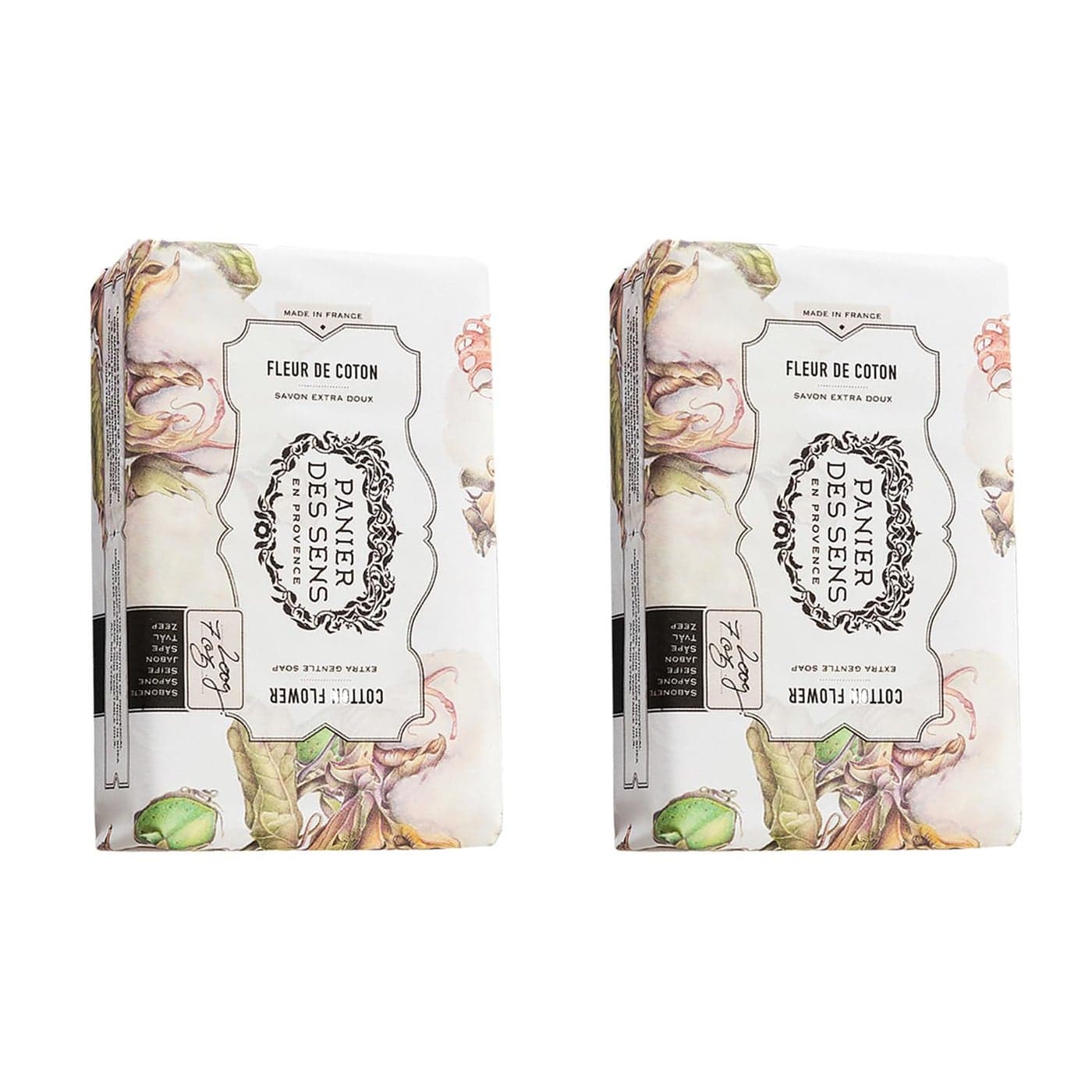Panier des Sens Cotton Flower Shea butter natural bar soap bath body soap bars Made in France 95 natural 2 bars 7oz200g each