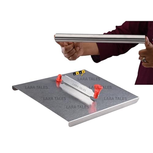 Premium SS Chopping Board with Sabji Cutter 2-in-1 Vegetable & Fruit Cutting Board with Rolling Pin | Stainless Steel Blade | Food-Grade Plastic | Easy-Grip Handle | Essential Kitchen Tool