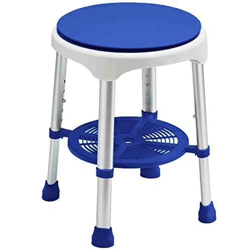 KosmoCare Premium Imported Swivel Shower Stool | Height Adjustable Rotating Bath Seat, Tool-Free Assembly Shower Chair with Anti-Slip Rubber Tips for Safety of Seniors & Elderly