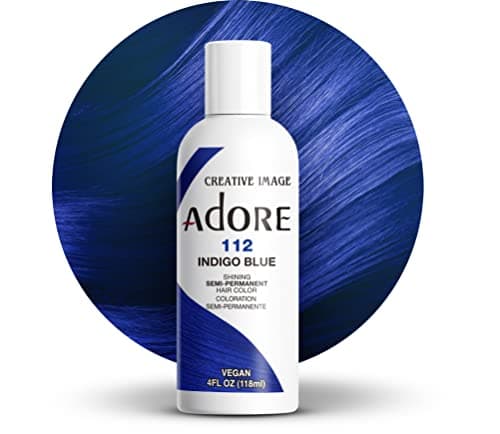 Adore Semi Permanent Hair Color Vegan and CrueltyFree Blue Hair Dye 4 Fl Oz 112 Indigo Blue Pack of 1