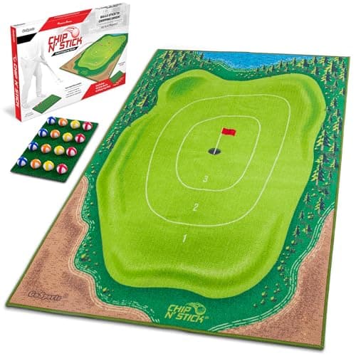 GoSports Chip N Stick Golf Game Includes 1 Chip N Stick Game Mat 16 Grip Golf Balls and Chipping Mat